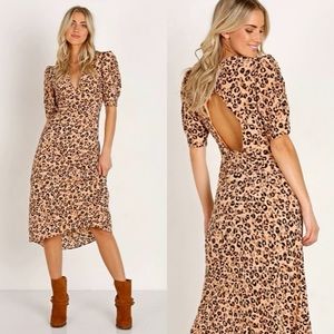 ASTR the Label Cutout Midi Dress Leopard Print M